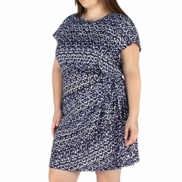 Nicole Miller Wrap Dress Size 2X Lightweight Dress in Black and Blue - Picture 2 of 8